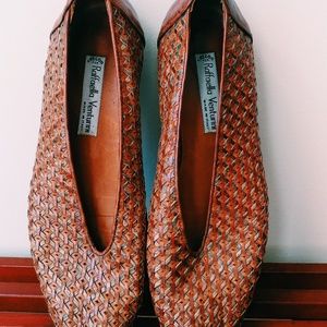 Vintage Leather Low Profile Woven Flats